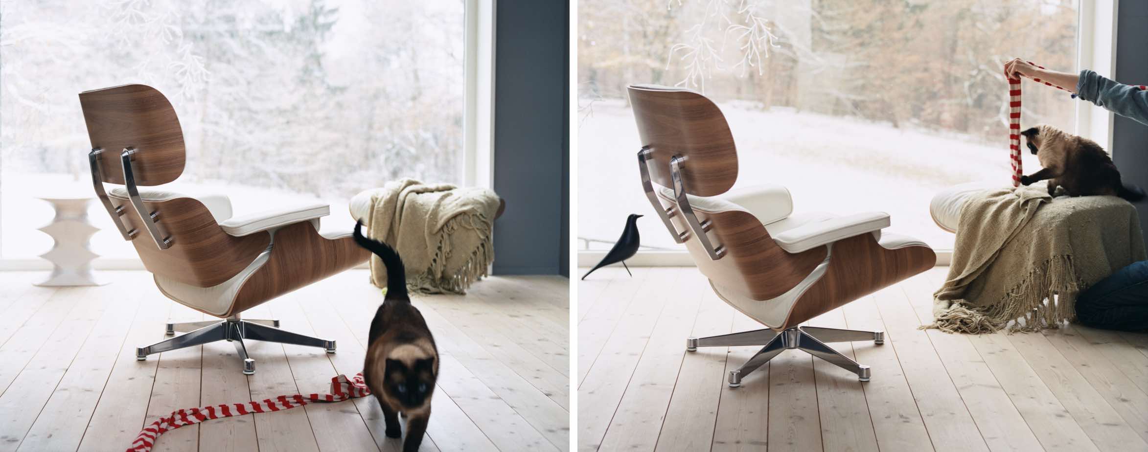 Sinds jaloezie Zuivelproducten Vitra Eames Lounge Chair wit gepigmenteerd notenhout