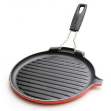 Le Creuset ronde grill met plooibaar handvat