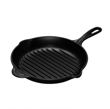 Le Creuset ronde grillpan met handvat zwart