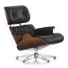 Lounge Chair walnoot zwart leder premium bruin gepolijst