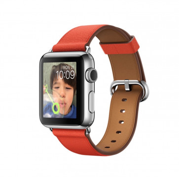 Apple Watch roestvrij staal 38mm rood bandje klassieke gesp