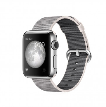 Apple Watch roestvrij staal 38mm parelgrijs geweven nylon bandje