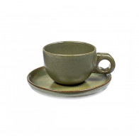 Serax Surface by Sergio Herman Café Lungo koffiemok met bordje Camogroen