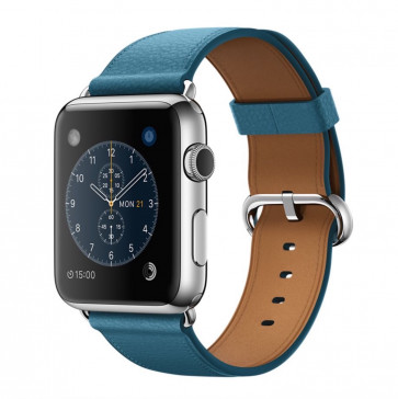 Apple Watch roestvrij staal 42mm marineblauw bandje klassieke gesp