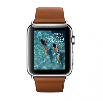 Apple Watch roestvrij staal 42mm zadelbruin bandje klassieke gesp