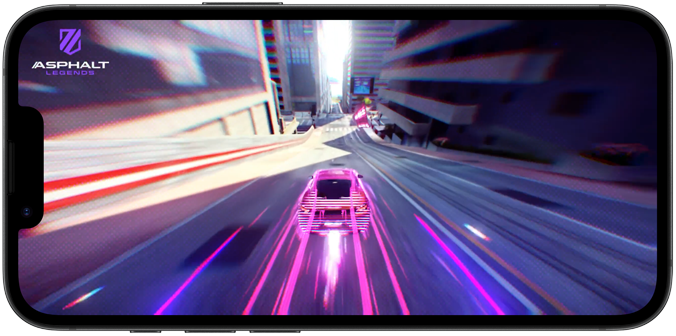 iPhone 17e waarop een racegame wordt gespeeld