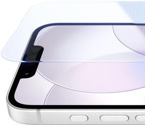 iPhone 17e, voorkant met Ceramic Shield 2, zijkant, kleur wit, knoppen: Actieknop, volumeknoppen